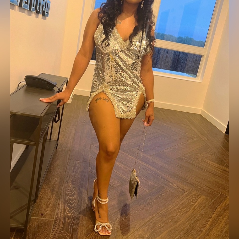 Nicole Lynel original sequin slip dress